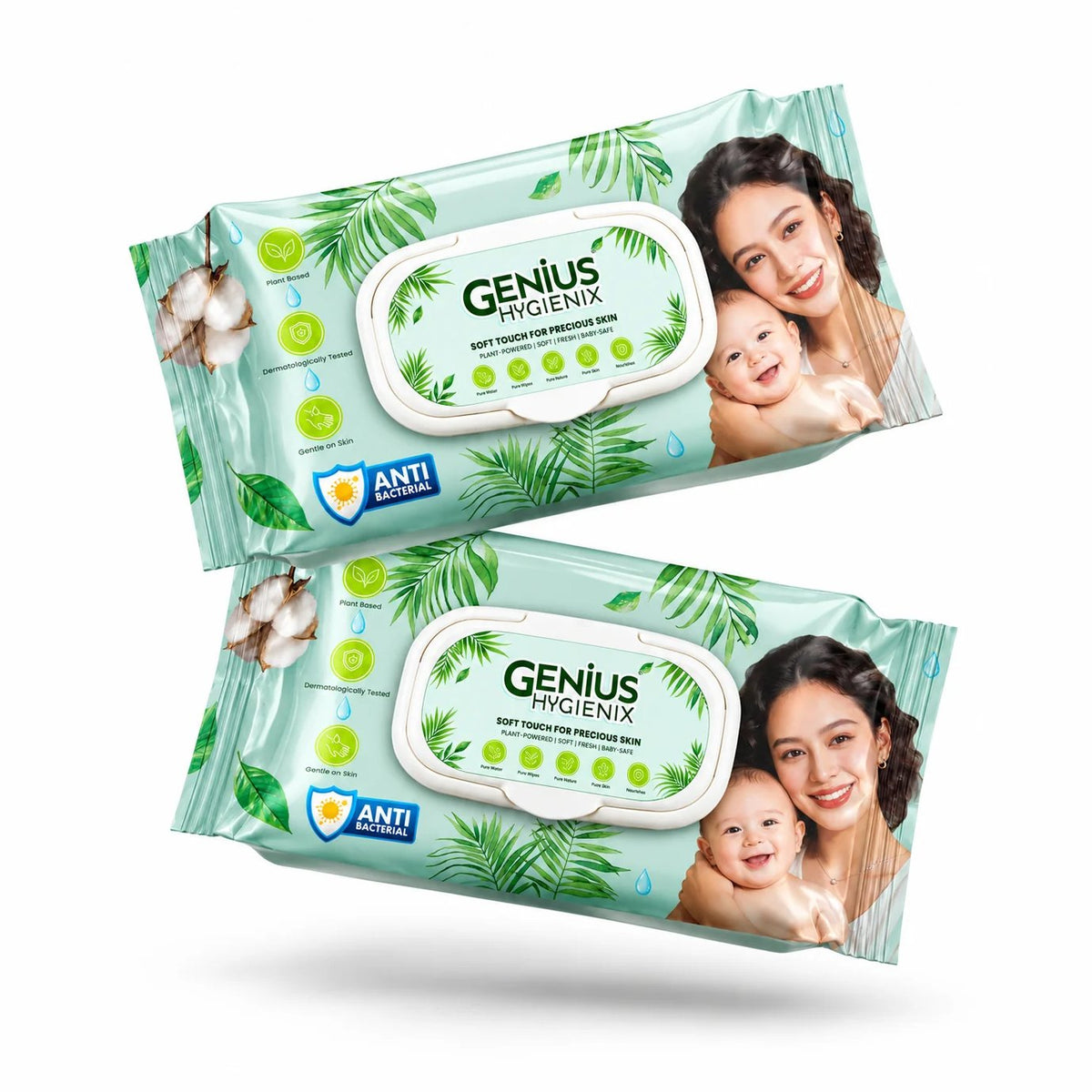 Genius Hygienix Wet Baby Wipes — Anti-Bacterial