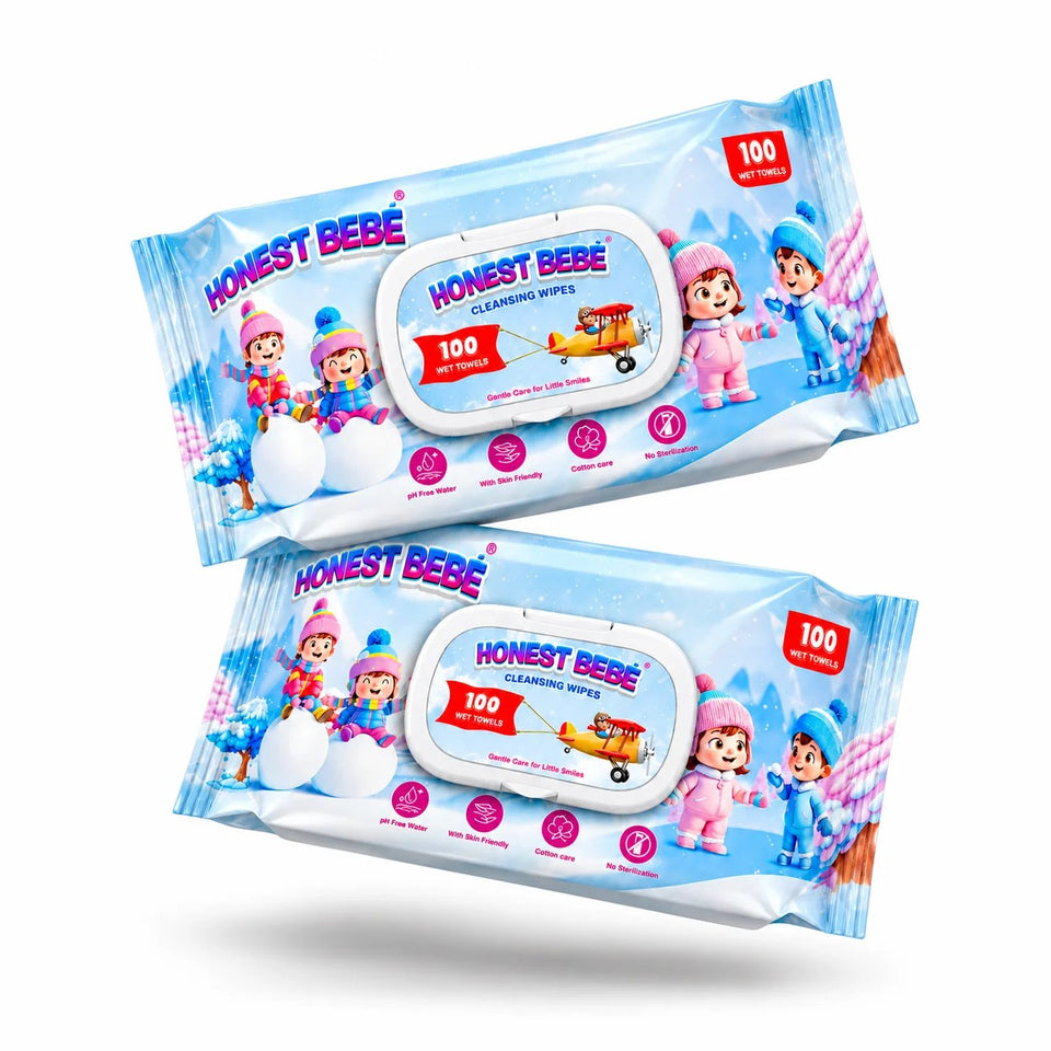 Two packs of Honest Bebé cleansing wipes, 100 wet towels each